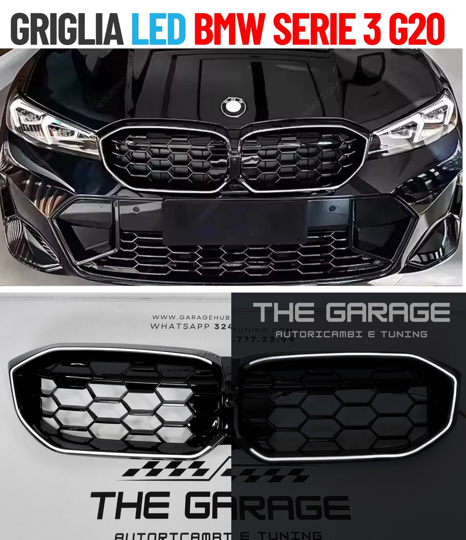 GRIGLIA LED a Nido d'ape per BMW SERIE 3 G20 G28 - >2023-2025 Bianco Ghiaccio