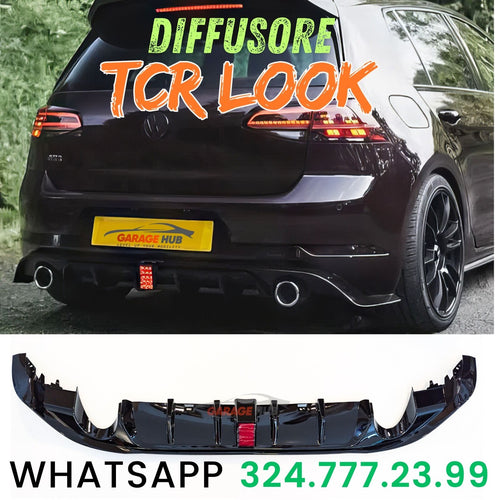 DIFFUSORE POSTERIORE CON LED per VW GOLF 7.5 dal 2017 "TCR Look" Nero Lucido