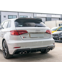 DIFFUSORE RS3 LOOK per Audi A3 8V SPORTBACK 2016-2019, (SOLO PER S-LINE) NERO