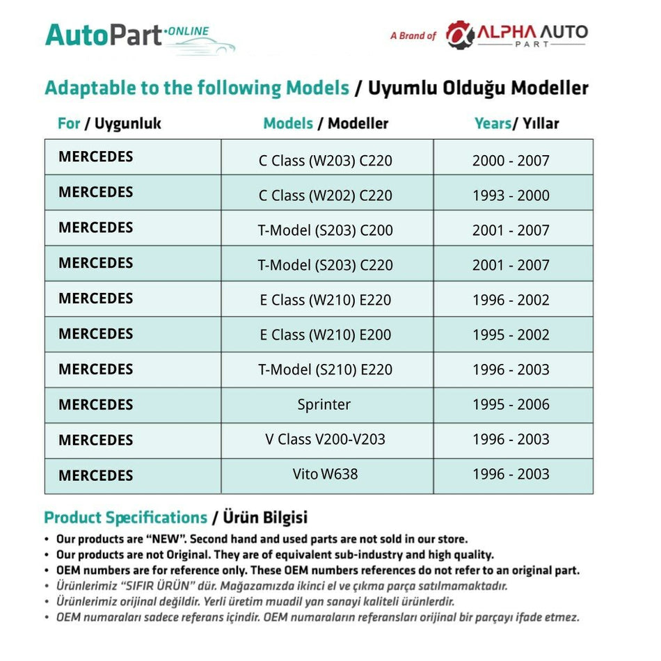 Tubo intermedio per carburante diesel Mercedes Classe C E V