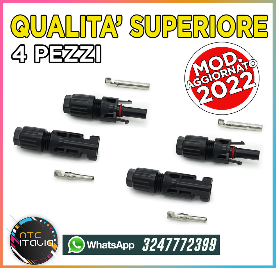 4pz Connettori 30A / 2coppie Maschio Femmina per Pannelli Solari Fotovoltaici