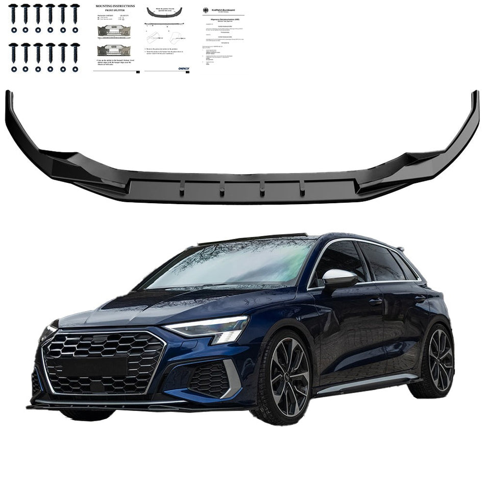 Bodykit Carrozzeria Pacchetto Sportivo Lama Anteriore + Alette Posteriori per AUDI A3 S-Line / S3 Sportback 8Y 2020-2024