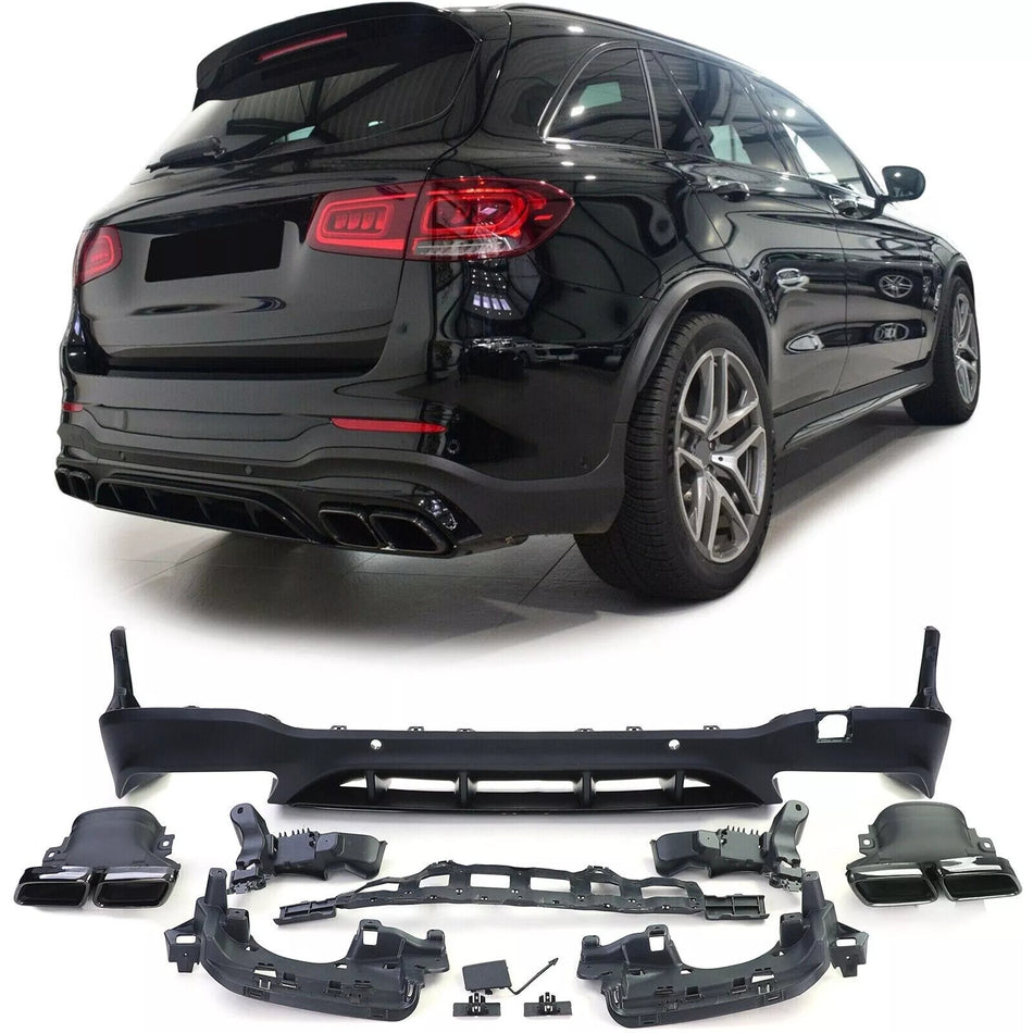 DIFFUSORE POSTERIORE + FINALI PER MERCEDES GLC X253 SUV 15-18 AMG LOOK