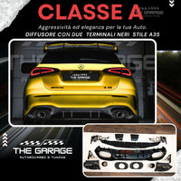PER MERCEDES CLASSE A W177 AMG A35 - DIFFUSORE POSTERIORE ABS + TERMINALI
