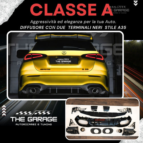 PER MERCEDES CLASSE A W177 AMG A35 - DIFFUSORE POSTERIORE ABS + TERMINALI