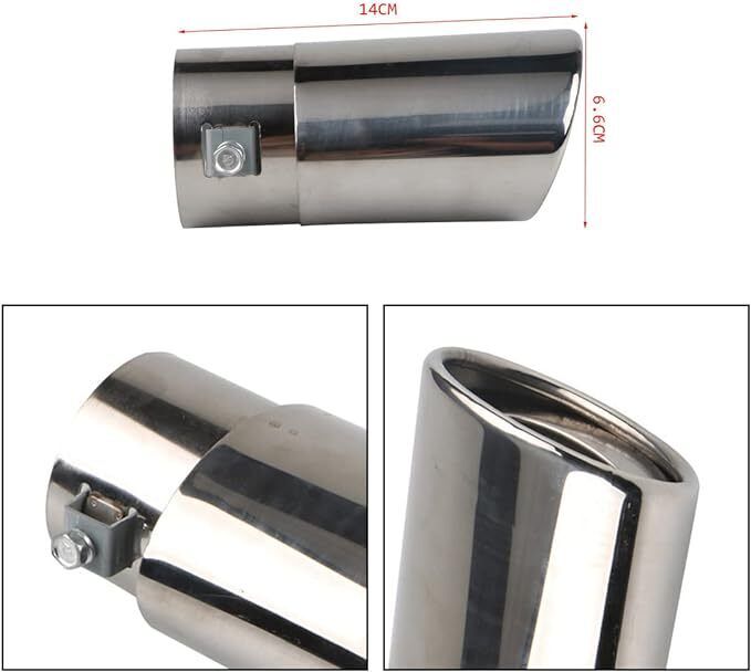 Silenziatore Tubo Di Scarico dritto SILVER In Acciaio INOX Auto Universale
