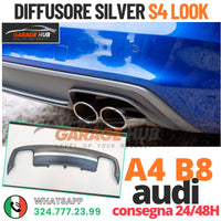 DIFFUSORE Silver LOOK S4 per AUDI A4 B8 2012-2015 con paraurti S-LINE Output 2+2