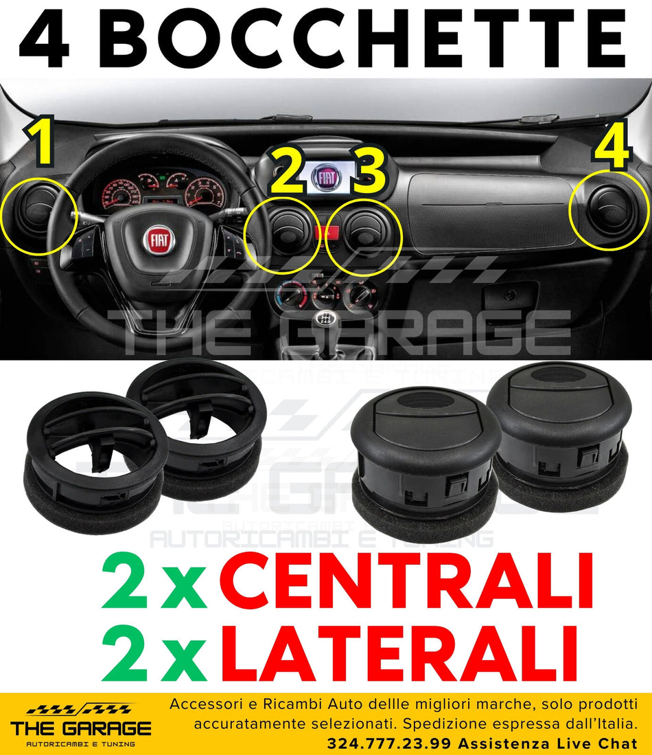 Set 4x Completo 2 LATERALI + 2 CENTRALI Bocchette Aria Fiat Fiorino Doblo Nemo