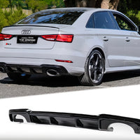 DIFFUSORE RS3 LOOK per Audi A3 8V BERLINA 2016-2019, (SOLO PER S-LINE) NERO