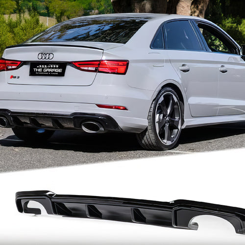 DIFFUSORE RS3 LOOK per Audi A3 8V BERLINA 2016-2019, (SOLO PER S-LINE) NERO