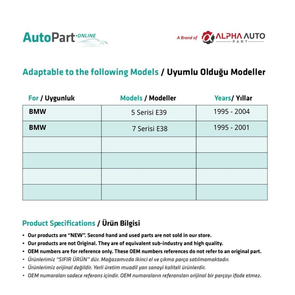Supporto per sollevamento del tetto apribile BMW E39/E38