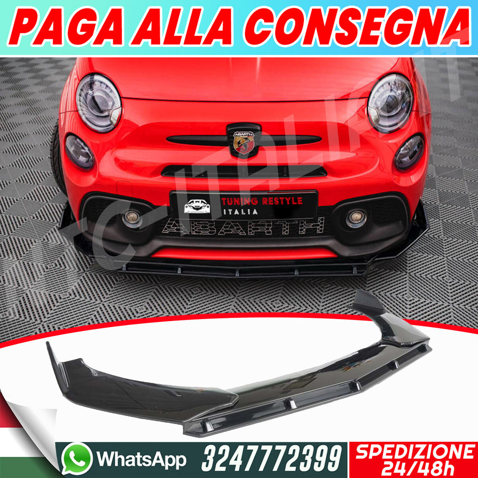Spoiler Fiat 500 Abarth Diffusore Anteriore *SPORT STYLE* ABS Sotto Paraurti ...