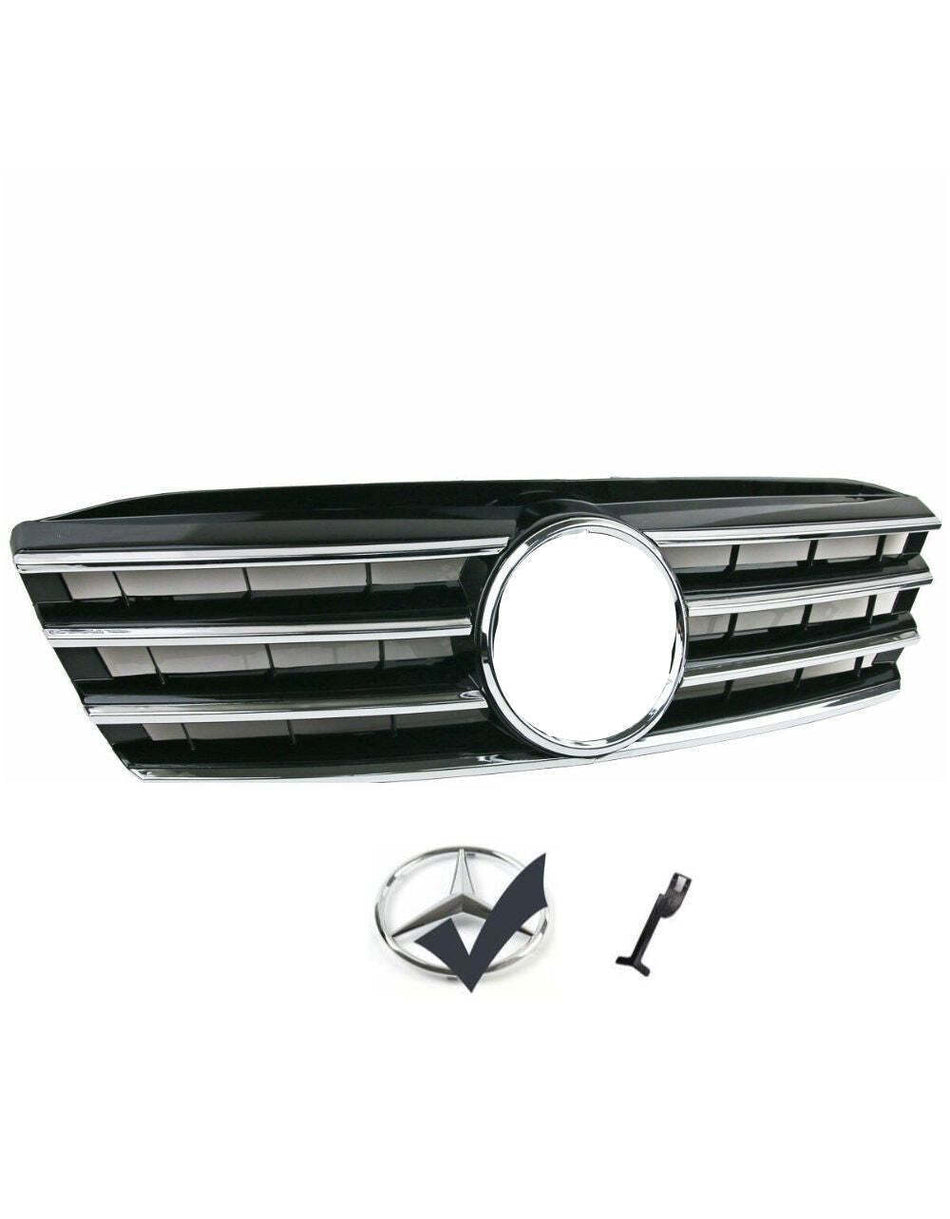 per Mercedes C W203 00-07 Griglia Radiatore Nero Cromato Look AMG