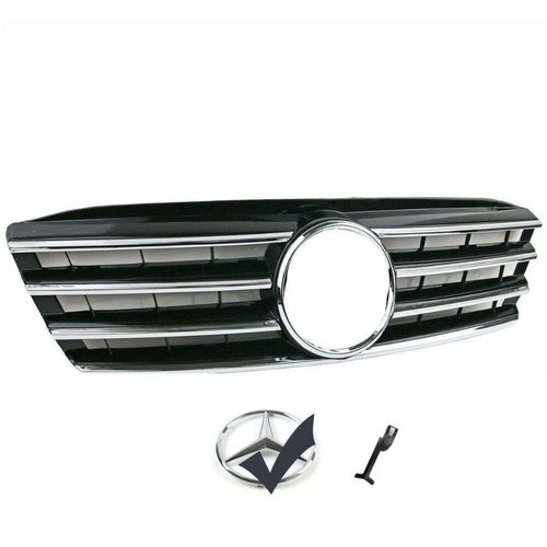 per Mercedes C W203 00-07 Griglia Radiatore Nero Cromato Look AMG