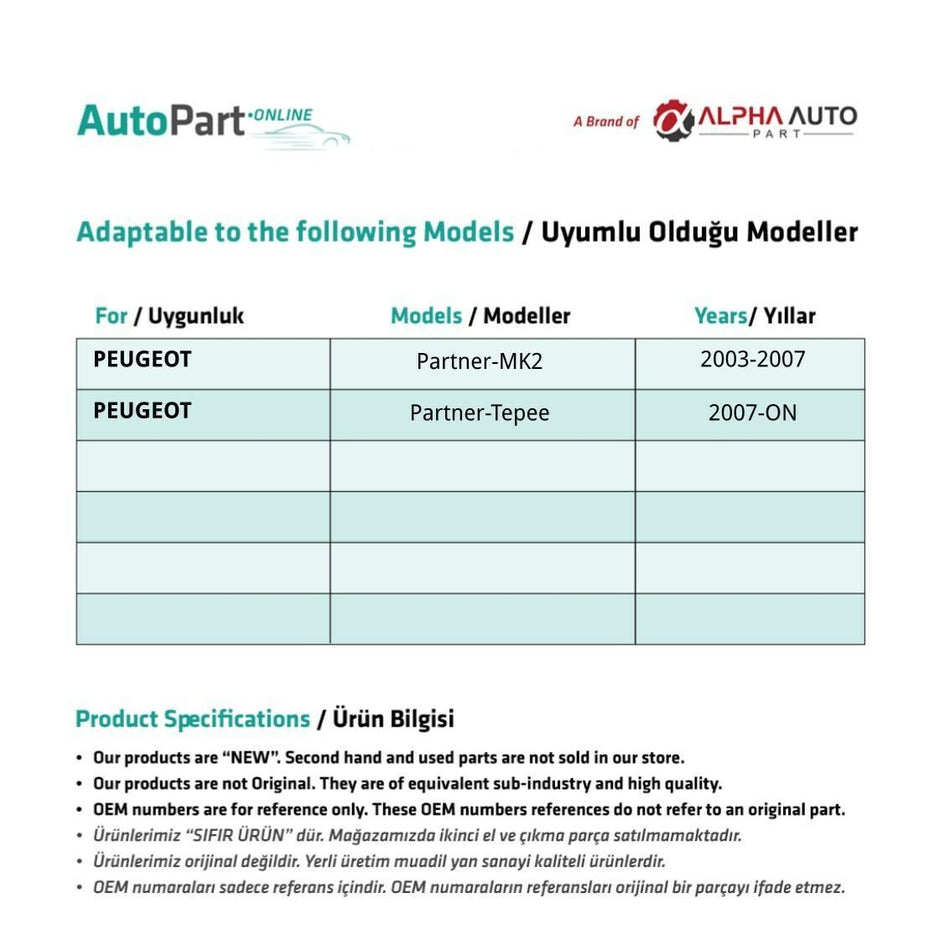Set deflettori laterali per Peugeot Partner MK2 – vista 2