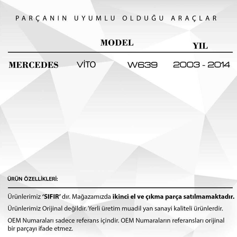Braccio tergicristallo posteriore Mercedes Vito W639