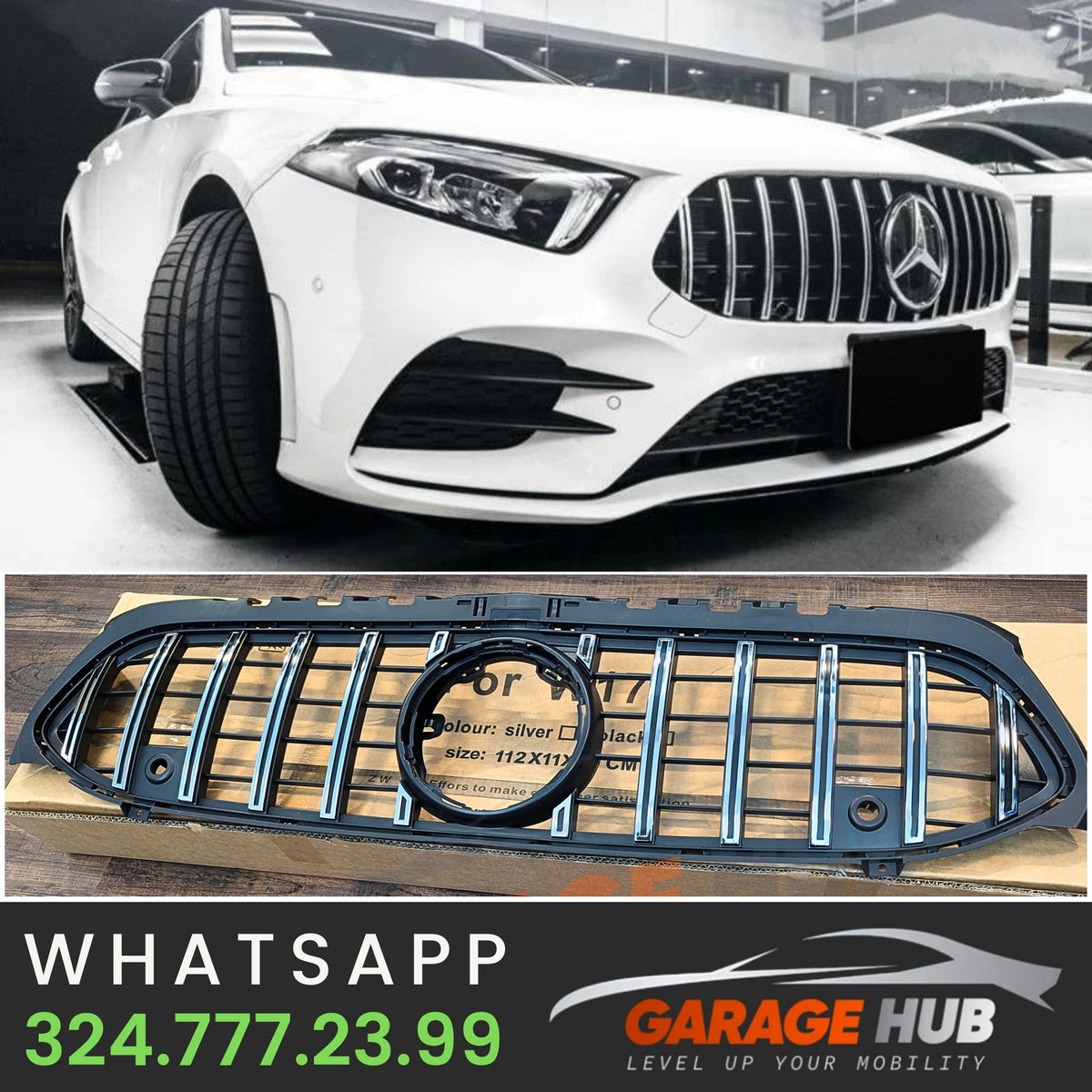 GRIGLIA A45 PANAMERICANA per MERCEDES CLASSE A W177 2018-2023 SILVER - CROMATA – vista 19
