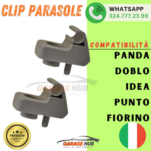 2 x Supporti Fiat Panda Punto Idea Fiorino Doblo Ganci Fissaggio Aletta Parasole