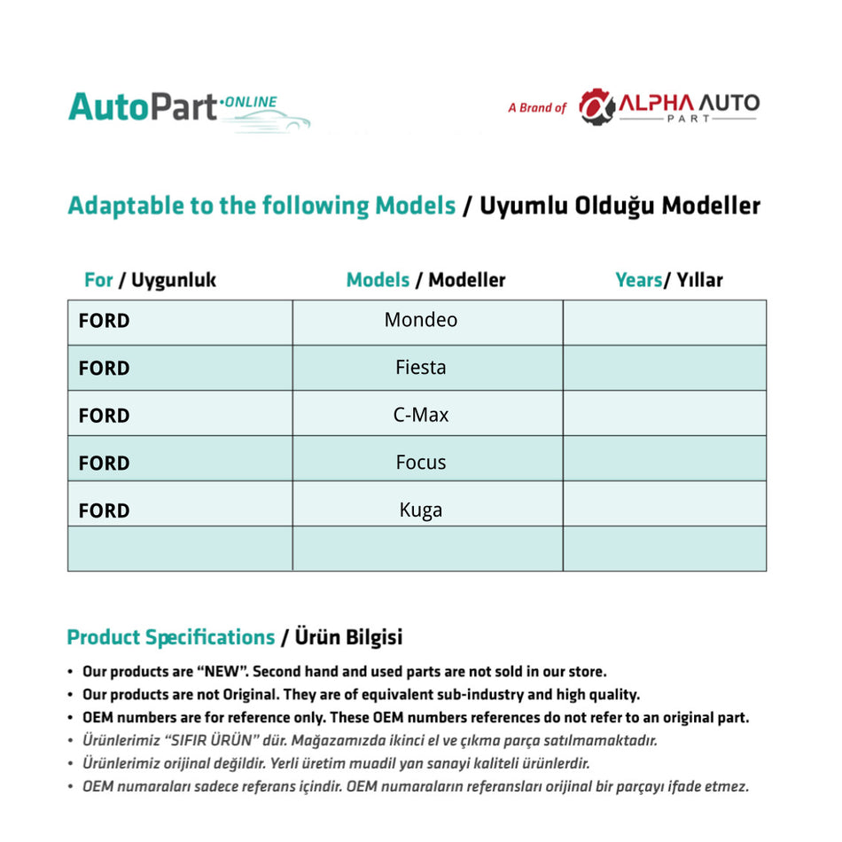 Antenna a barra per tetto per Ford Fiesta Focus Mondeo Kuga C-Max