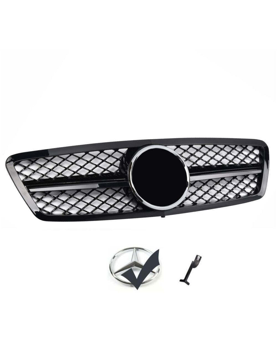 per Mercedes C W203 Griglia Radiatore Nero Lucido Nido d'ape AMG