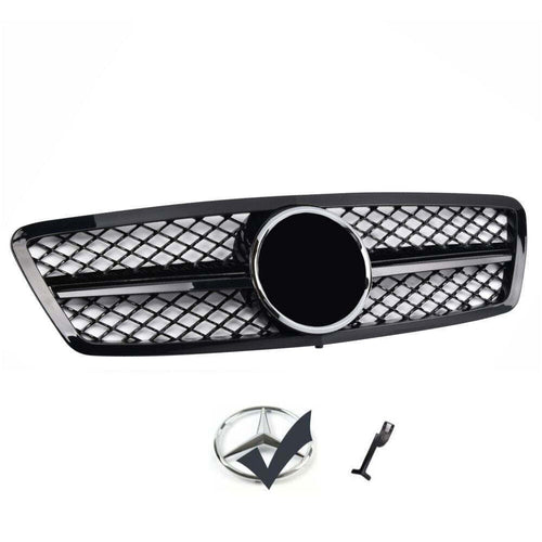 per Mercedes C W203 Griglia Radiatore Nero Lucido Nido d'ape AMG