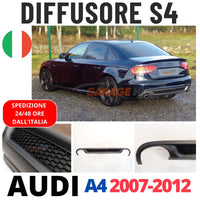 DIFFUSORE 🔥S4 look per AUDI A4 B8 2007-2012 POSTERIORE SOTTO PARAURTI ABS OPACO