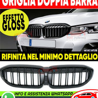 ✔️GRIGLIA ANTERIORE MSPORT 🅱️MW SERIE 3 G20 G21 BMW DOPPIA FASCIA NERO LUCIDO