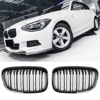 per BMW SERIE 1 F20 F21 FINO A 15 GRIGLIA DEL RADIATORE DOPPIA STAFFA NERA LU...