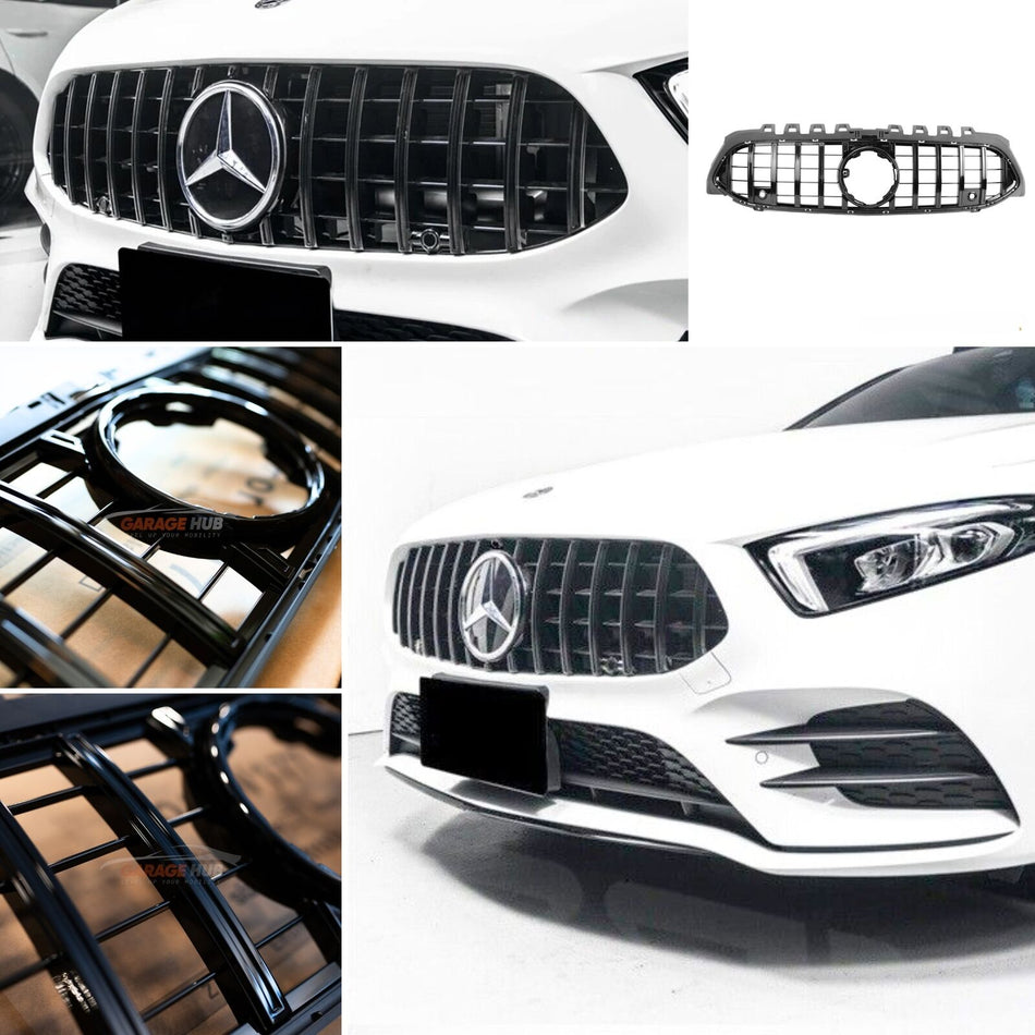 MERCEDES CLASSE A W177 +2018 -> GRIGLIA ANTERIORE "FULL BLACK" PANAMERICANA AMG