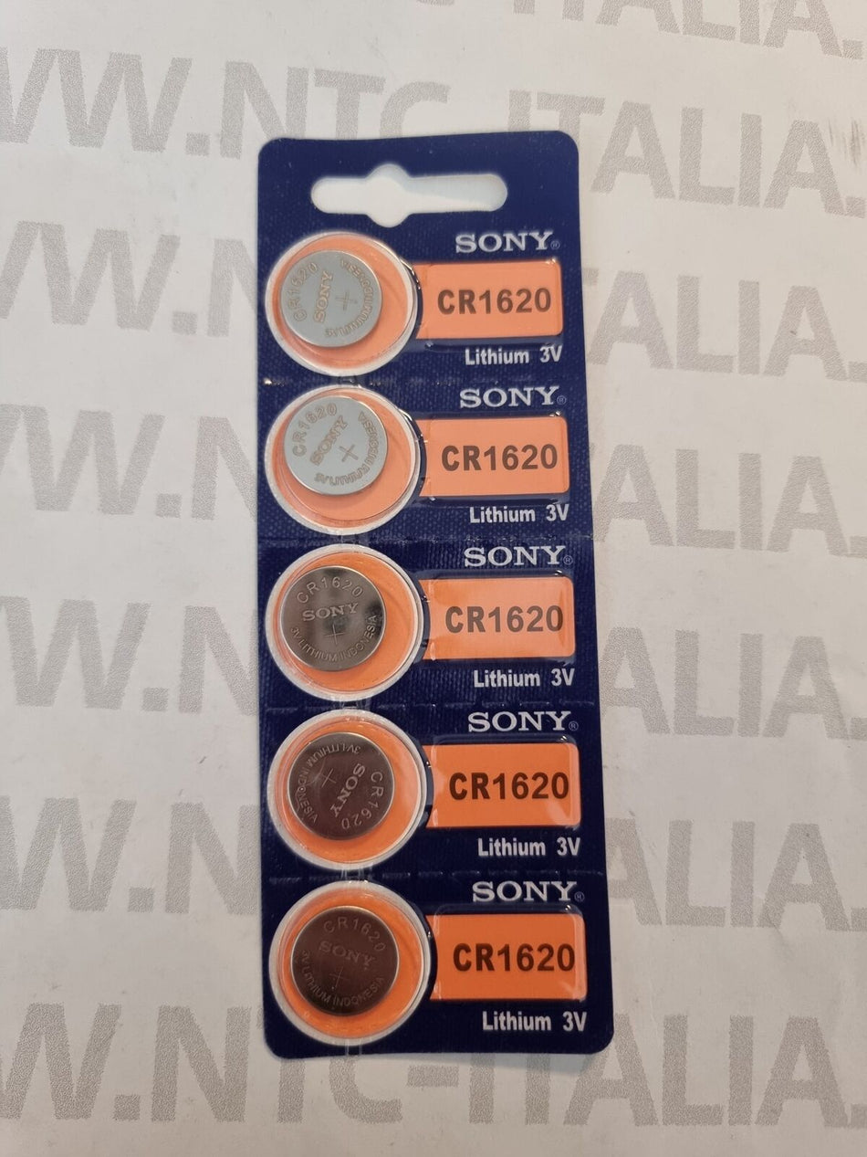 5 x SONY CR1620 3V Pila Batteria Tonda BOTTONE LITIO 1620 CR BR DL ECR KCR LM