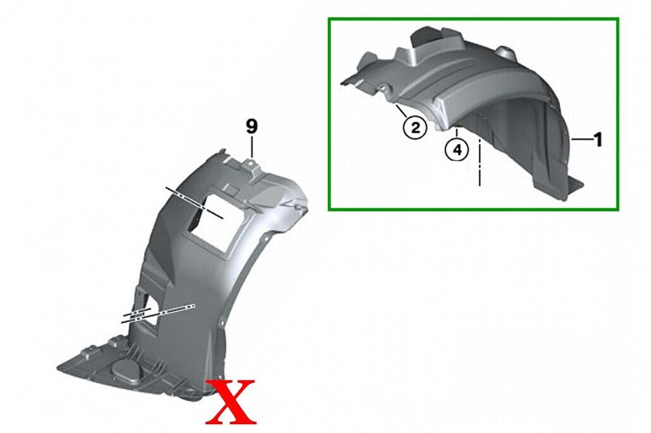 Rivestimento parafango anteriore SINISTRO per BMW Serie 3 E90 E91 (2004-2011) Be
