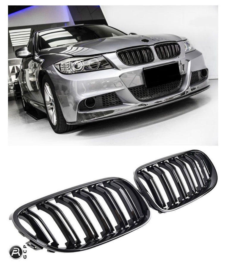 A per E90 E91 DAL 08 SPORT GRIGLIA RADIATORE DOPPIO PONTE NERO LUCIDO