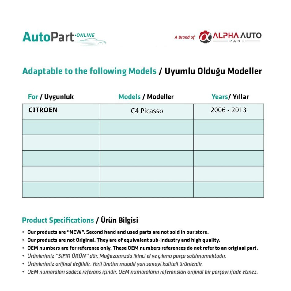 Kit Riparazione Alzacristalli Anteriore Sinistro Citroen C4 Picasso – vista 2