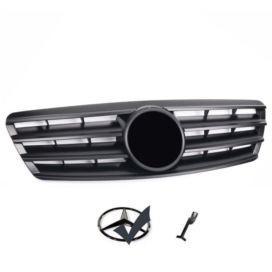 per Mercedes C W203 00-07 Griglia Anteriore Nero Opaco AMG Look