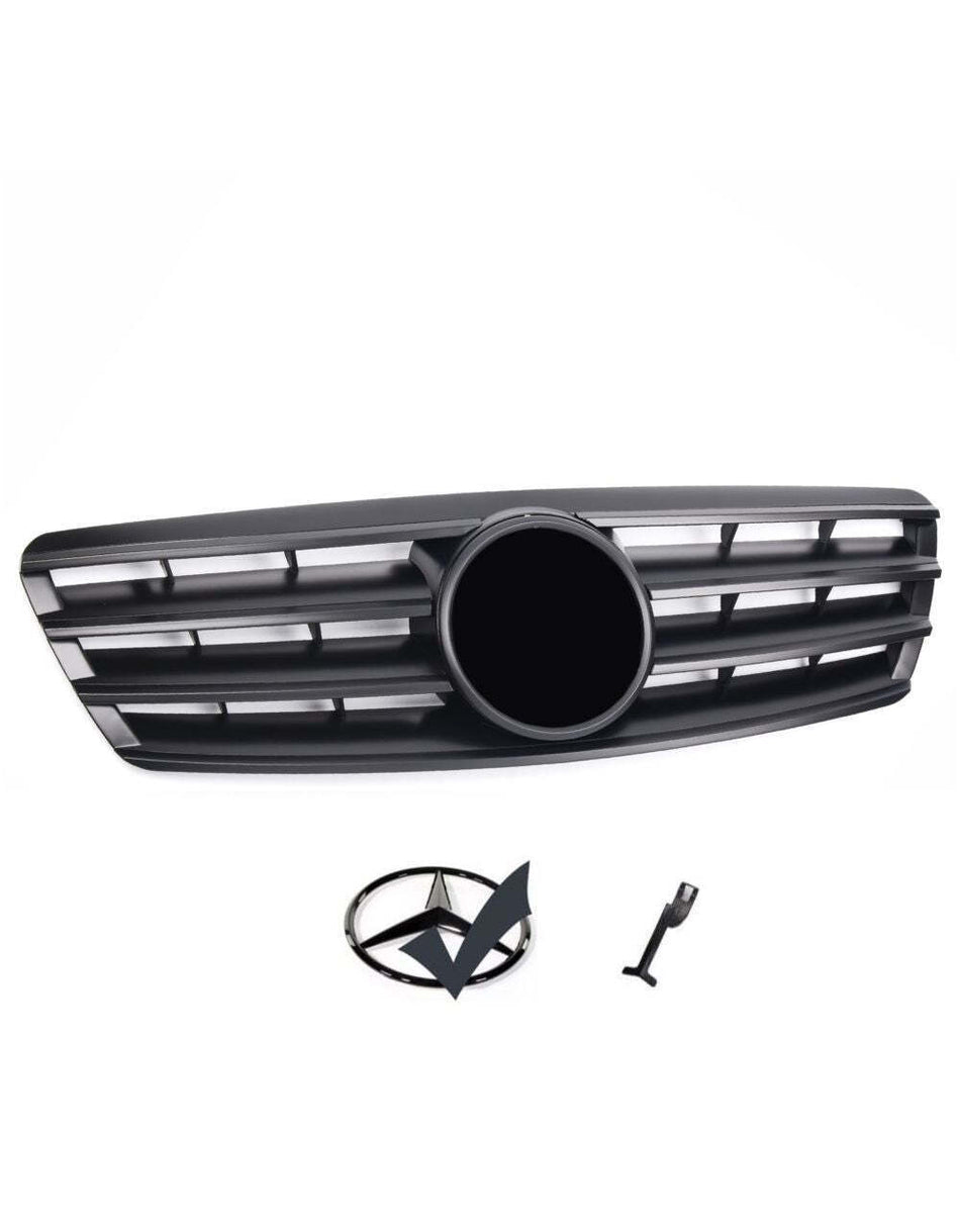 per Mercedes C W203 00-07 Griglia Anteriore Nero Opaco AMG Look