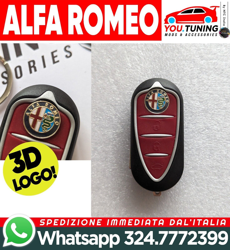 GUSCIO CHIAVE TELECOMANDO 3 TASTI ALFA ROMEO MITO GIULIETTA +LOGO 3D