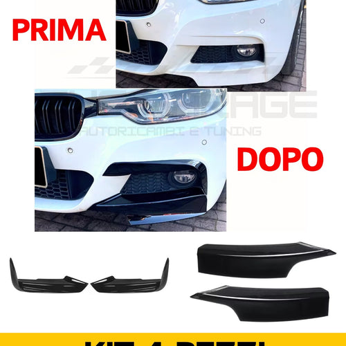 KIT 4 PEZZI Flaps Fendinebbia + LATERALI per BMW Serie 3 F30 F31 F35 (M-SPORT)
