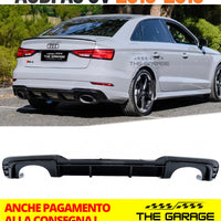 DIFFUSORE RS3 LOOK per Audi A3 8V BERLINA 2016-2019, (SOLO PER S-LINE) NERO