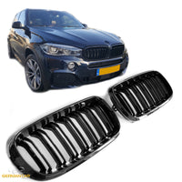 A per X5 X6 F15 F16 SPORT GRIGLIA DEL RADIATORE DOPPIA STAFFA NERO LUCIDO