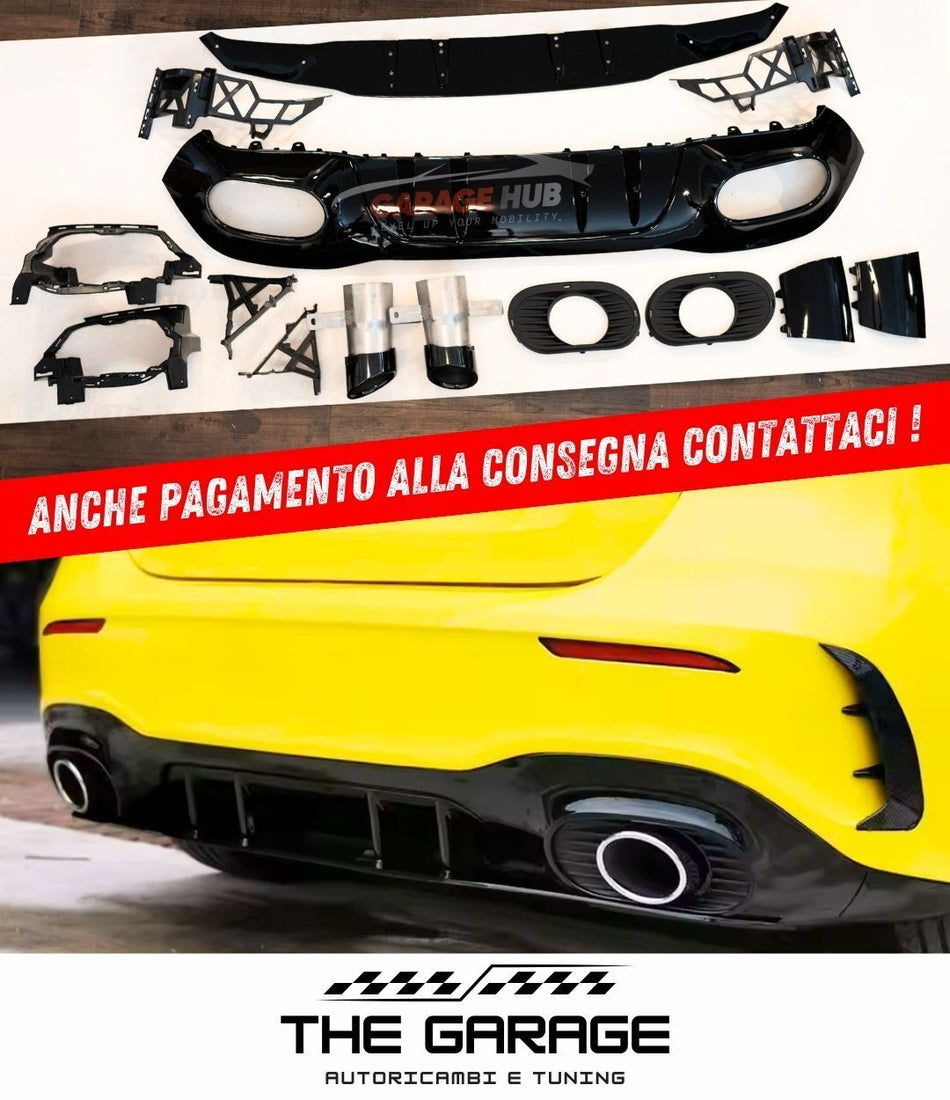 PER MERCEDES CLASSE A W177 AMG A35 - DIFFUSORE POSTERIORE ABS + TERMINALI