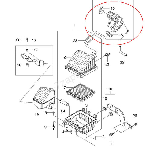 FLESSIBILE TUBO ASPIRAZIONE FILTRO ARIA DAEWOO CHEVROLET MATIZ Sped.24/48 ORE