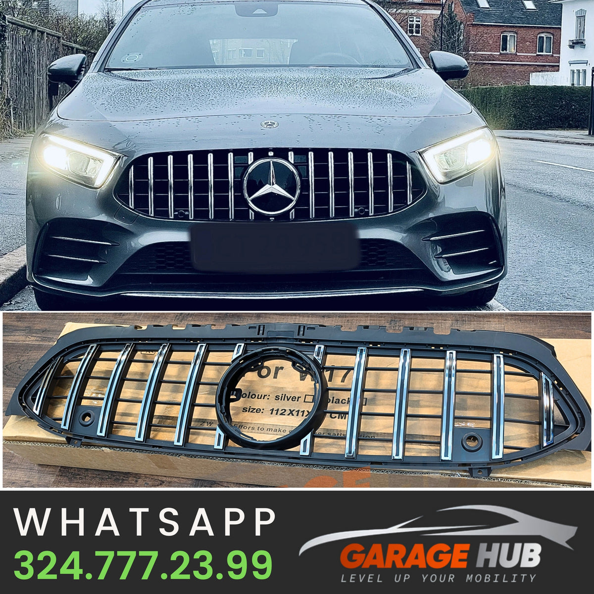 GRIGLIA A45 PANAMERICANA per MERCEDES CLASSE A W177 2018-2023 SILVER - CROMATA – vista 20