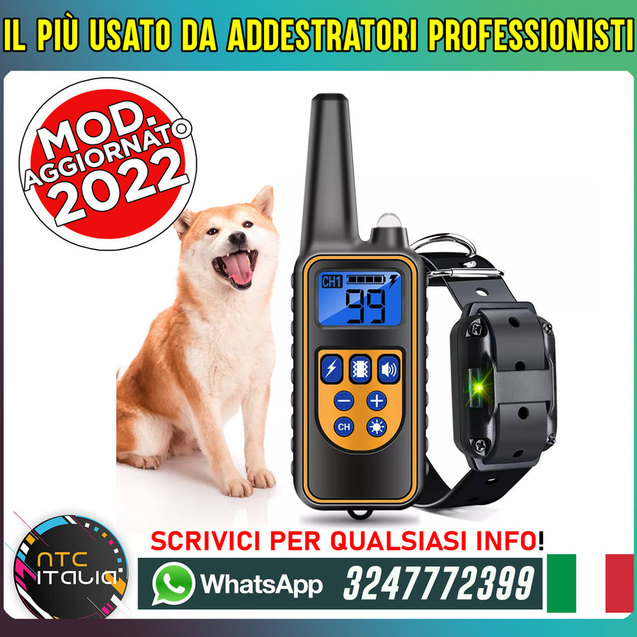 COLLARE e TELECOMANDO 800m per Addestramento CANI SCOSSA ELETTRICO LCD