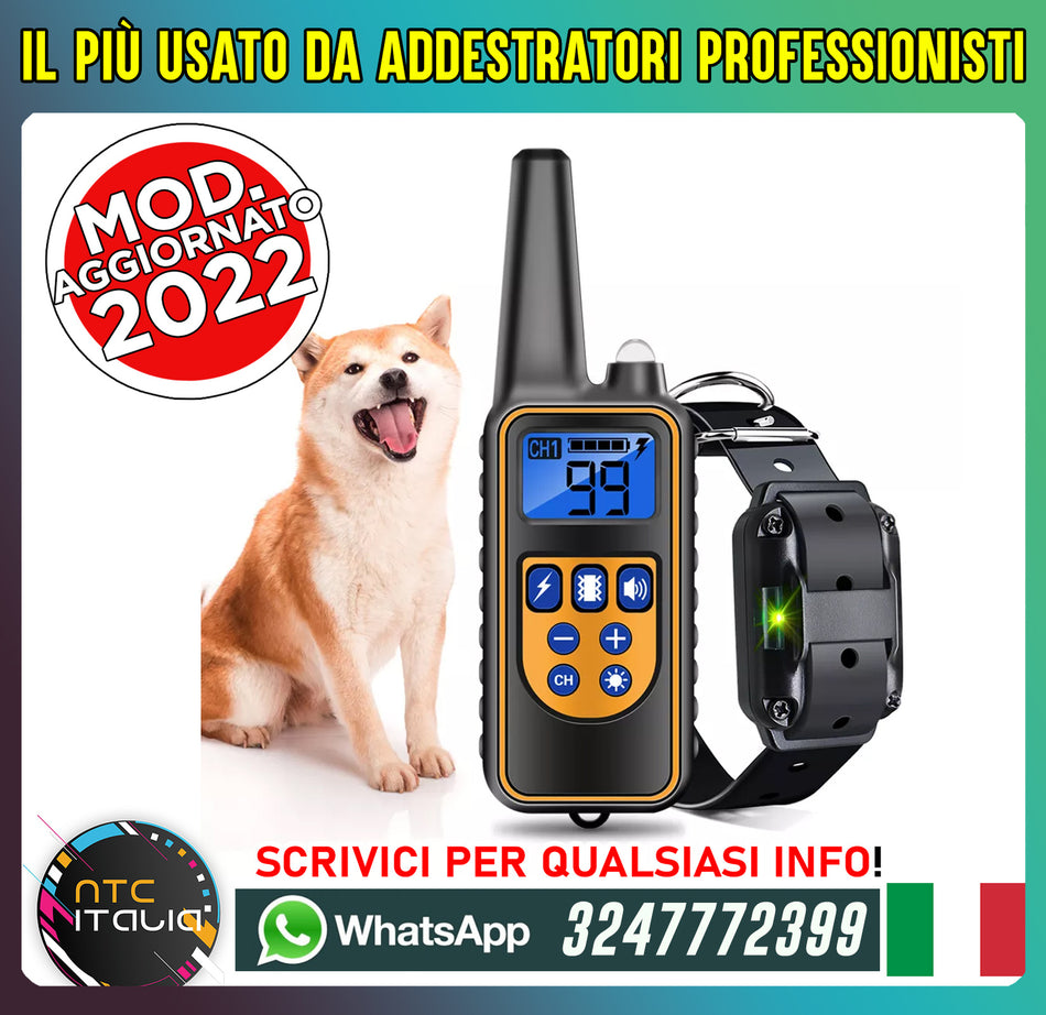 COLLARE e TELECOMANDO 800m per Addestramento CANI SCOSSA ELETTRICO LCD