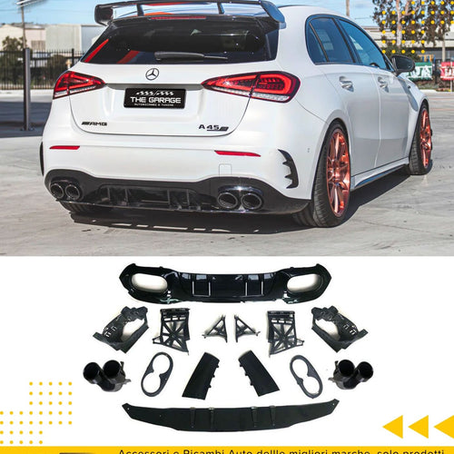 CLASSE A W177 Diffusore Sportivo LOOK A45 +2 DOPPI TERMINALI per Paraurti AMG
