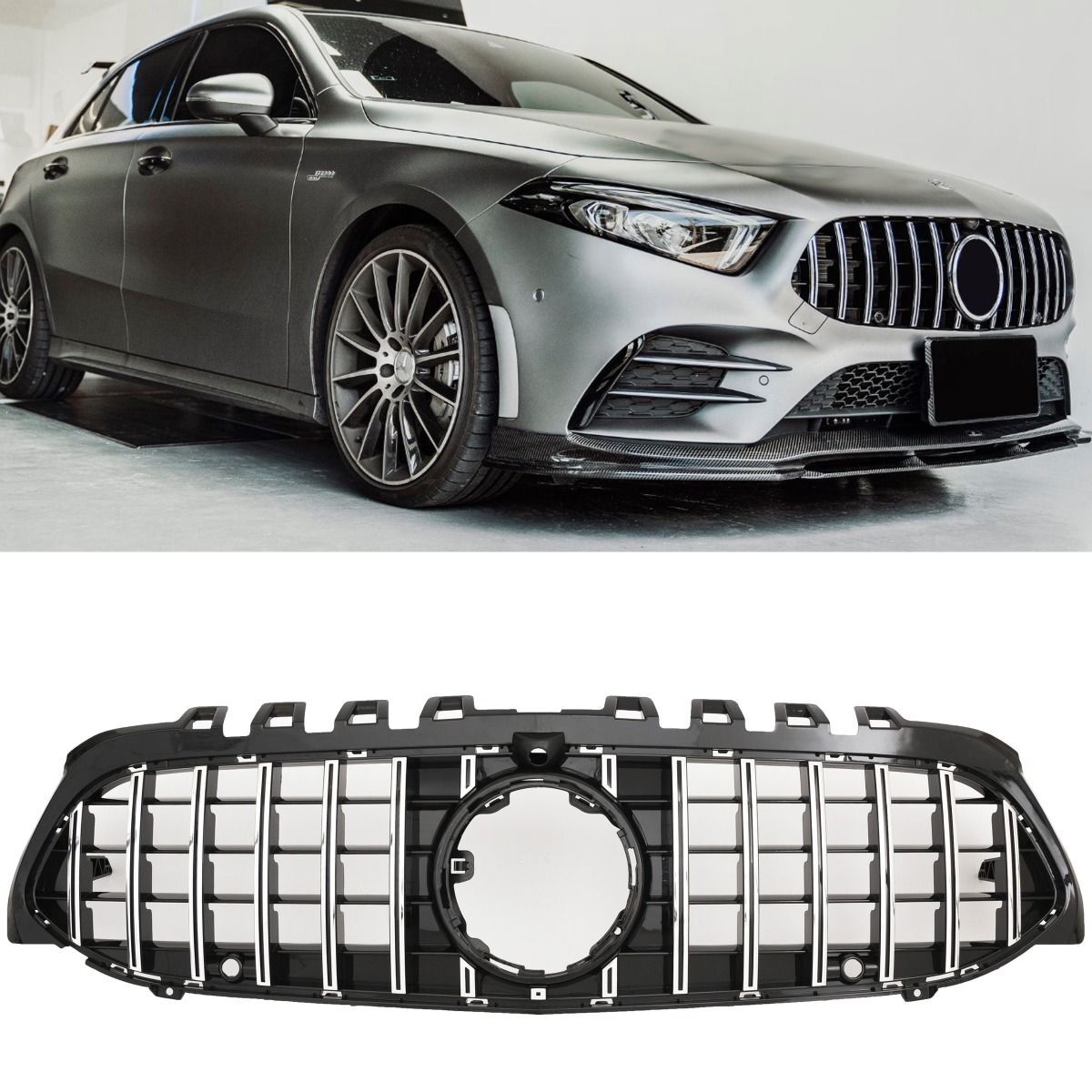 GRIGLIA A45 PANAMERICANA per MERCEDES CLASSE A W177 2018-2023 SILVER - CROMATA – vista 3