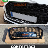 Griglia QUATTRO Nero Lucido RS5 LOOK Nido d'ape per --> Audi A5 B9 2016-2019
