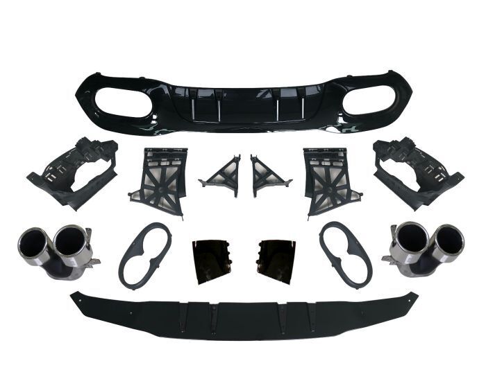 CLASSE A W177 Diffusore Sportivo LOOK A45 +2 DOPPI TERMINALI per Paraurti AMG