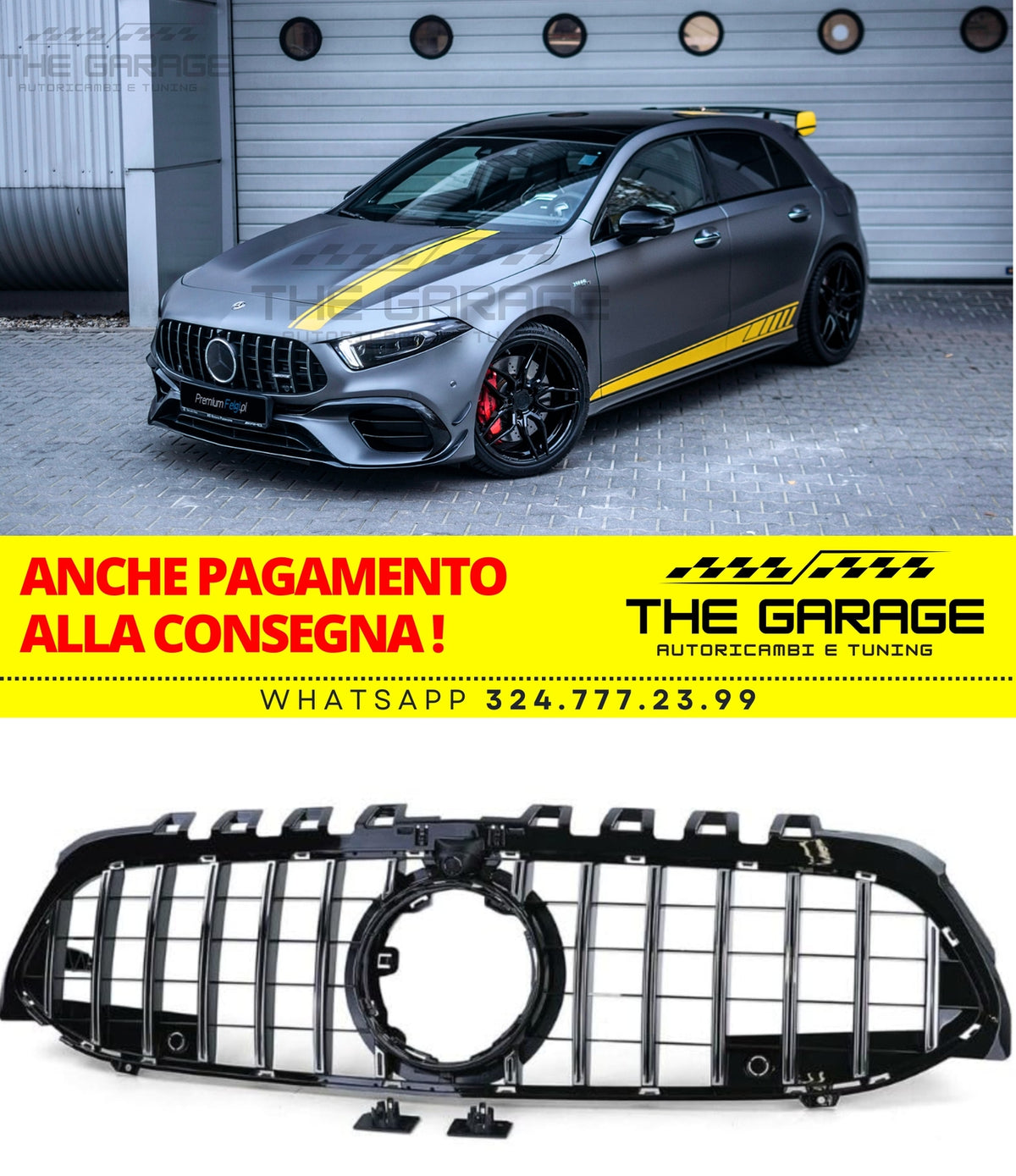 GRIGLIA A45 PANAMERICANA per MERCEDES CLASSE A W177 2018-2023 SILVER - CROMATA – vista 4