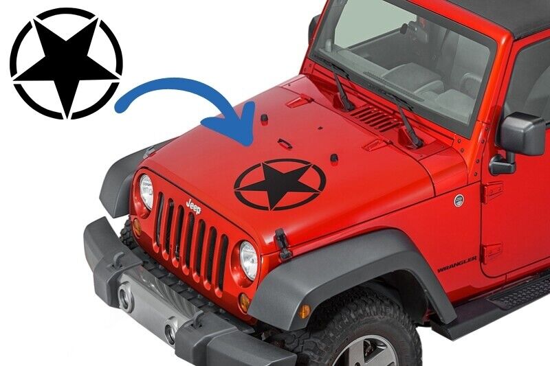 Adesivo Stella Universale per Camion Jeep Wrangler JK o Altre Auto Nero